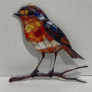 Suncatcher Acrylic Robin Bird on Branch Wildlife Home Decor Cabin Gifts